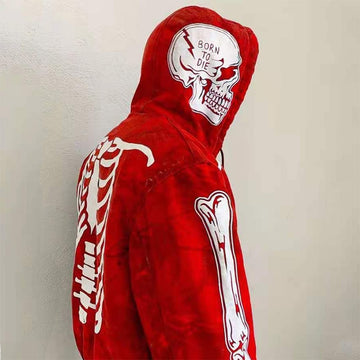 Wiaofellas Y2k Women Gothic zipper hoodie Sweatshirt women and men  bulk items wholesale lots tops red couple trend Harajuku punk clothing